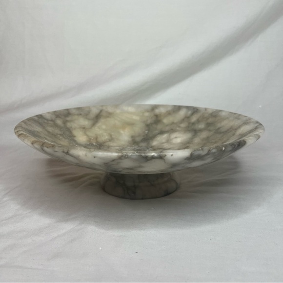 Alabaster Marble Pedestal Bowl Vintage Stone Minimalist Serving Vintage 9.75” - Picture 7 of 7